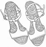 Coloring Sandals Shoes Adult Adults Colouring Books sketch template