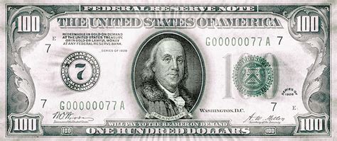 Ben Franklin 1928 American One Hundred Dollar Bill Currency Starburst