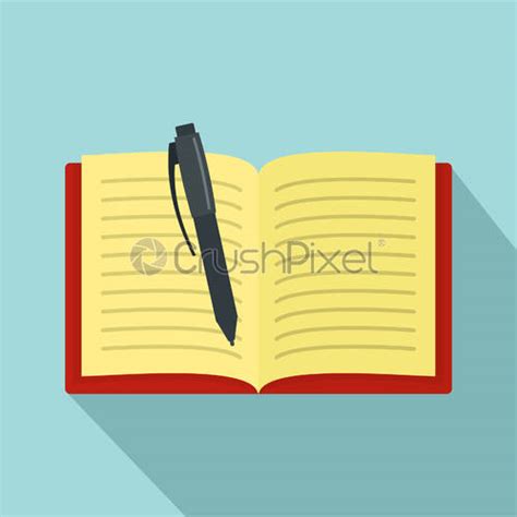 Open Notebook Icon Flat Style Stock Vector Crushpixel