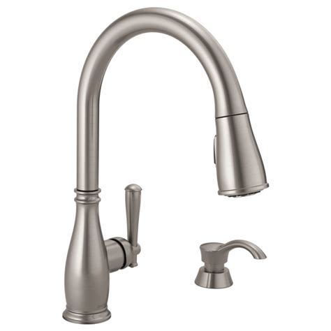 Here are few of the best delta kitchen faucets. Single Handle Pull-Down Kitchen Faucet with Soap Dispenser ...