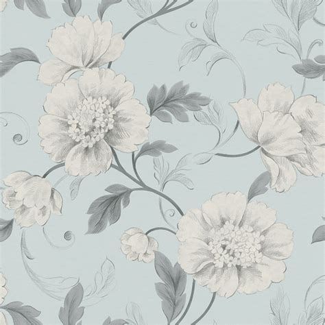 Boutique Floral Wallpaper Duck Egg Grey 226102 Wallpaper From I
