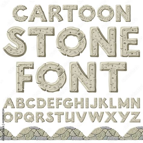 Vecteur Stock Cartoon Rock Alphabet Font Stone Age Character Letters