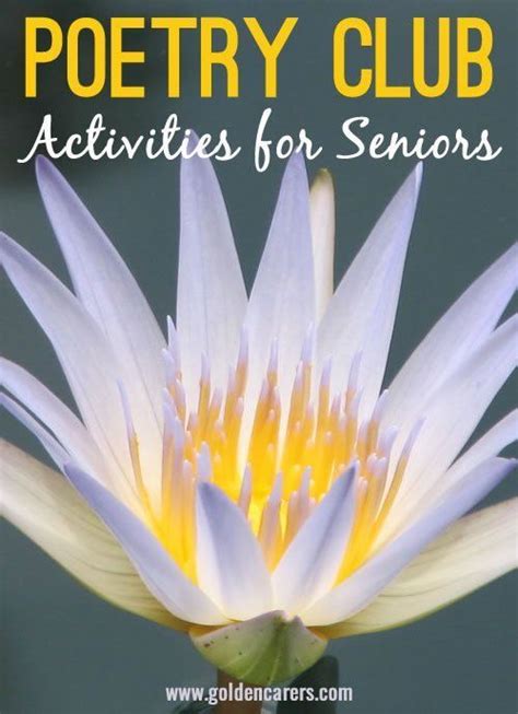 Poetry Club Senior Activities Activities Elderly Activities