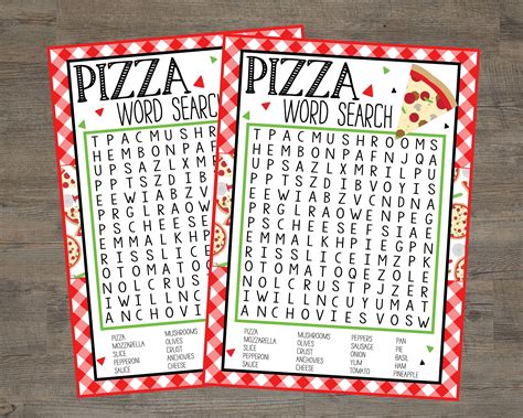 Pizza Party Word Search Game Printable Word Search Game For Etsy