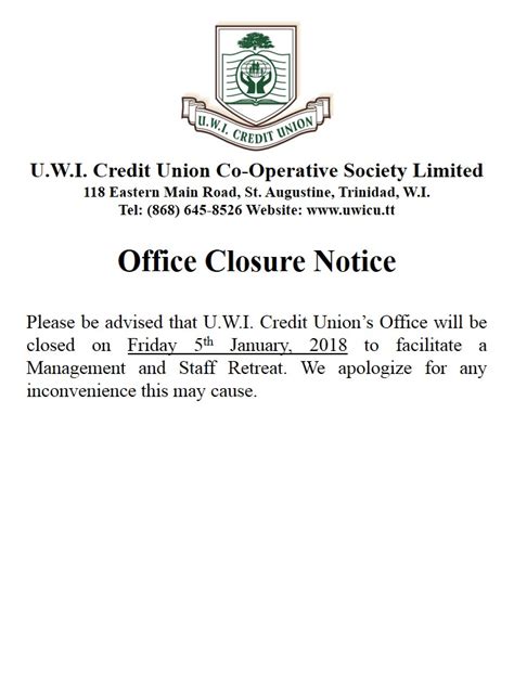 Uwicu Holiday Opening Hours Uwi Credit Union