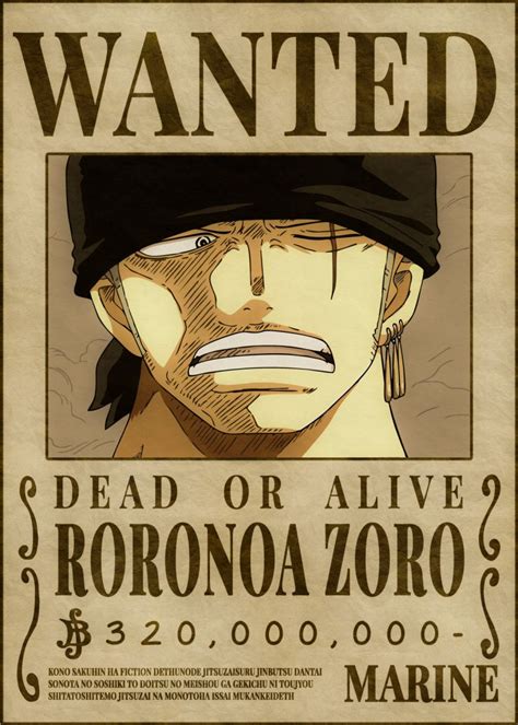 Zoro Bounties Metal Poster Mecha Nime Displate One Piece Figure