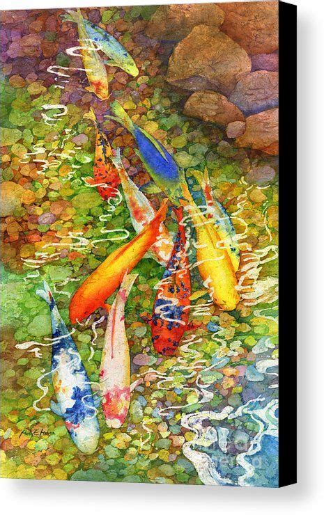 Watercolor Painting Of Koi Fish Swimming In The Pond Greeting Card By