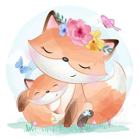 Cute Little Fox And Butterflies 681751 Vector Art At Vecteezy