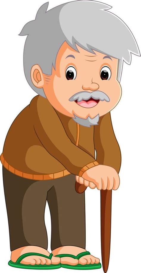 Cartoon Of Old Man With A Walking Stick 8658098 Vector Art At Vecteezy