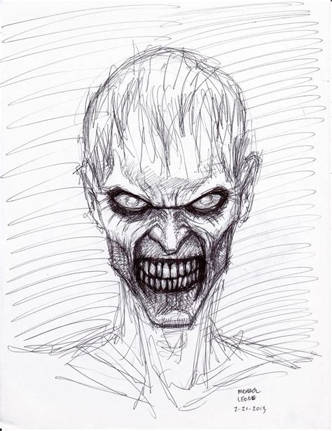 Zombie Pen Sketch 2 21 2013 By Myconius On Deviantart Zombie Drawings Creepy Drawings Scary