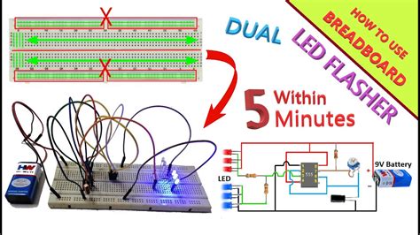 How To Use Breadboard For Beginners Dual Flashing Led Circuit How