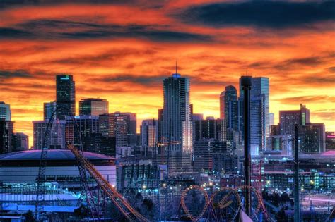 Amazing Sunset Over Denver Denver Colorado Skyline Vacation Spots