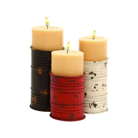 Metal Can Candle Holders Set Of 3 Painted Tin Cans Candles Metal