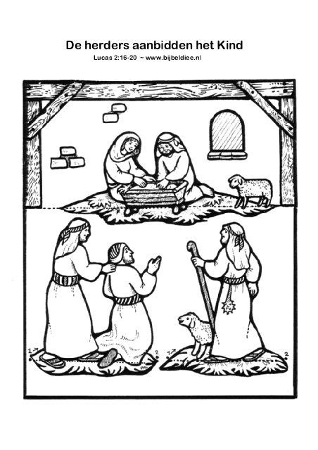 De kleurplaat van de herders in de stal (2), dit is de tweede op onze site. Kleurplaten Kerstverhaal Herders - Kleurplaten Kerst : Tekens als de maagd maria en jozef, de ...