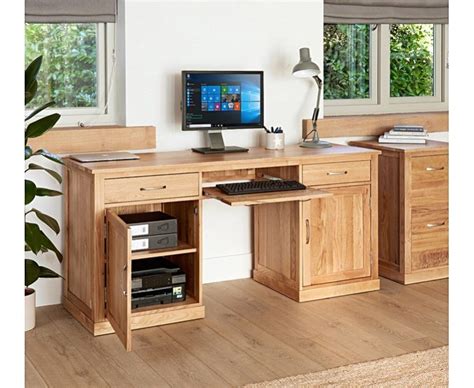 Buy Teak Large Hidden Office Twin Pedestal Desk Online Teaklab