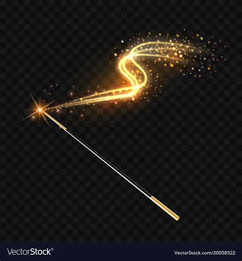 Magic Wand With Magical Gold Sparkle Trail Vector Image