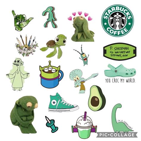 Green Aesthetic Sticker Collage Stiker Estetika Stiker Hijau