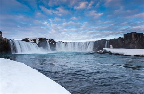 Godafoss Falls In Winter Iceland Stock Photo Image Of Water Beauty