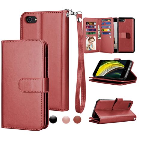 njjex wallet cases for 4 7 iphone se 2020 iphone 8 iphone 7 njjex [wrist strap] luxury pu
