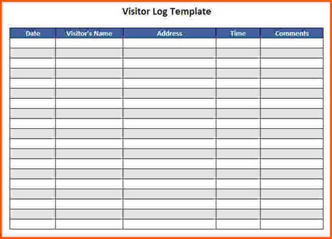 Visitor Log Template Business Form Letter Template