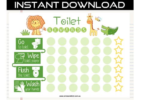 Printable Toilet Potty Training Chart Digital Download