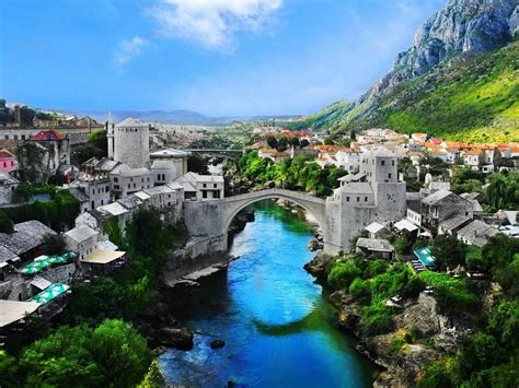 Bosnia Y Herzegovina Mostar Cities Paisaje Fondo De Pantalla Panorámica