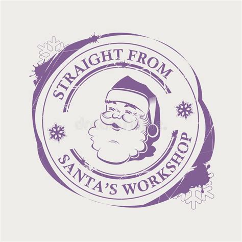 Christmas Purple Stamp With Silhouette Of Santa Claus With Blots Stock