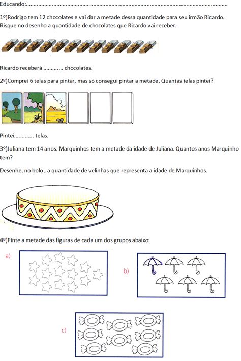 Atividade Metade E Terça Parte 2 Ano