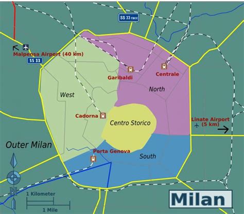 Plan Et Carte Des Quartiers De Milan Districts Et Banlieue De Milan