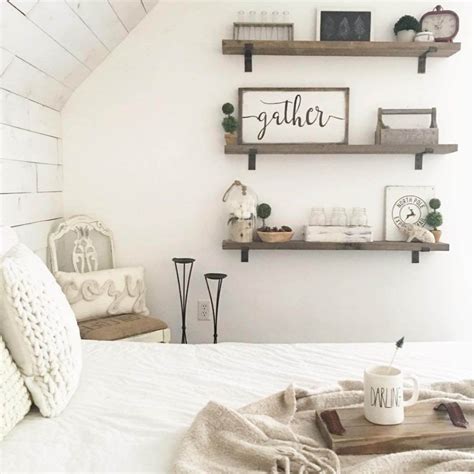 Farmhouse Shelf Decor Idea With Lettered Sign Farmhouse Bedroom Decor