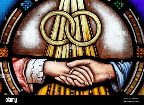 Song Vinh Church. Stained glass. The Sacrament of Marriage is a lasting