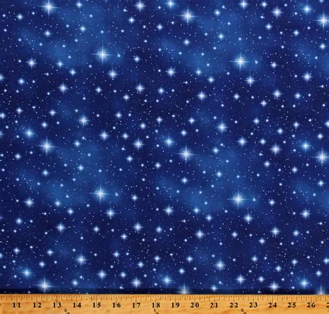 Cotton Stars Starry Night Sky Galaxy Space Navy Blue Cotton Fabric