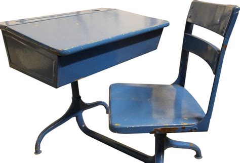 Vintage School Desk W Attached Rotating Chair Vintage School Desk