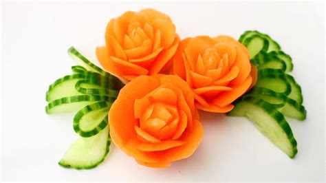 Art In Carrot Rose Flower Garnish Vegetable Carving Carrot Art