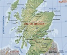Mapa geográfico da Escócia