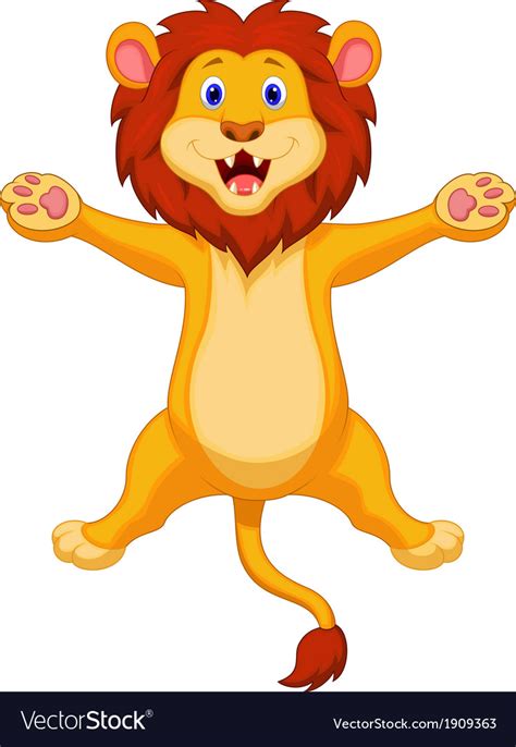 Happy Lion Cartoon Jumping Royalty Free Vector Image