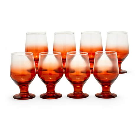 Incandescent Orange Ombre Glass Drinkware Set 8 Piece By Drew Barrymore Flower Home Walmart
