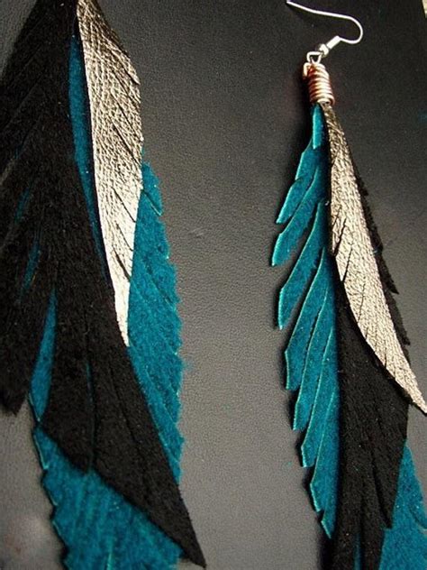 We did not find results for: Items similar to Leather Feather Earrings - black teal and ...