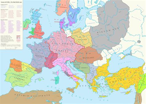 Map Of Europe During The High Middle Ages 1000 Ad 1600 × 1143