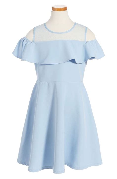 Bardot Junior Cold Shoulder Ruffle Dress Sky Blue Easter Dresses For