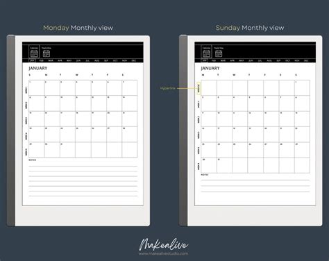 2023 Interactive Calendar Remarkable 2 Template Boox Note Etsy Australia