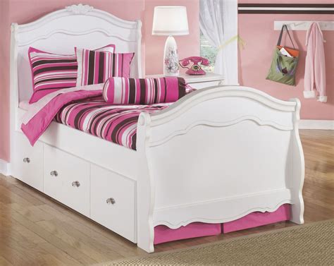 Exquisite white youth panel single underbed storage bedroom set. Exquisite Youth Sleigh Bedroom Set from Ashley (B188-62N ...