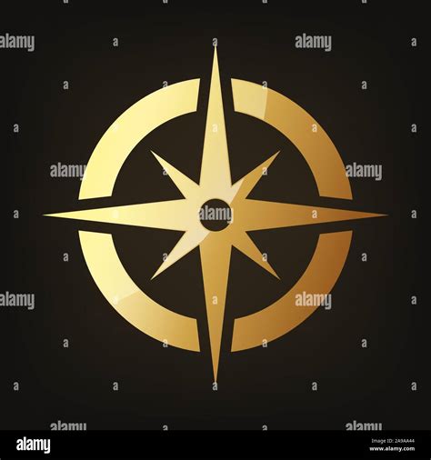 Gold Compass Icon Vector Illustration Compass Sign On Dark Background
