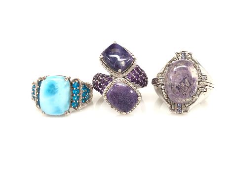 Lot 3pc Ladies Sterling And Semi Precious Stone Rings