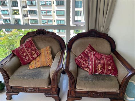 Seater Pure Teak Wood Sofa Unique Design Rare In Singapore