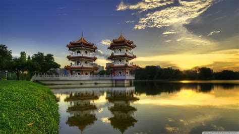 China Asian Architecture Architecture Building Pagoda Reflection