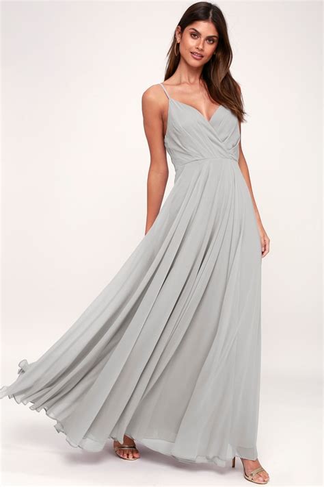Lovely Light Grey Dress Maxi Dress Bridesmaid Dress Lulus