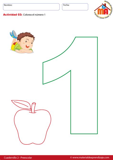 ¡hoy comparto contigo un libro de actividades de aprendizaje para preescolar! El número 1 - 03 preescolar | Atividades de alfabetização ...