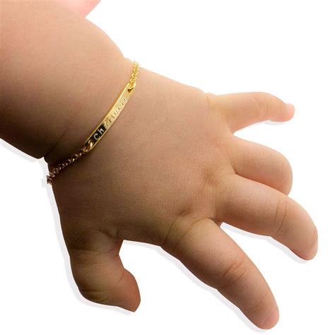 Personalized Dainty Baby Name Bar Bracelet 16k Gold Silver Rose
