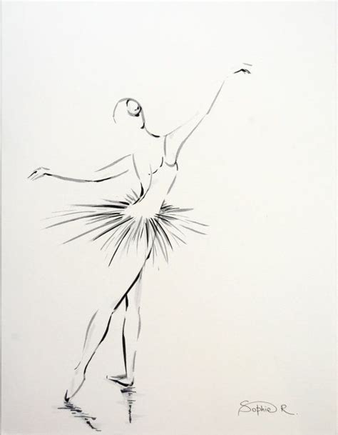 Ballerina Original Drawing Black And White Minimalist Art Ballet